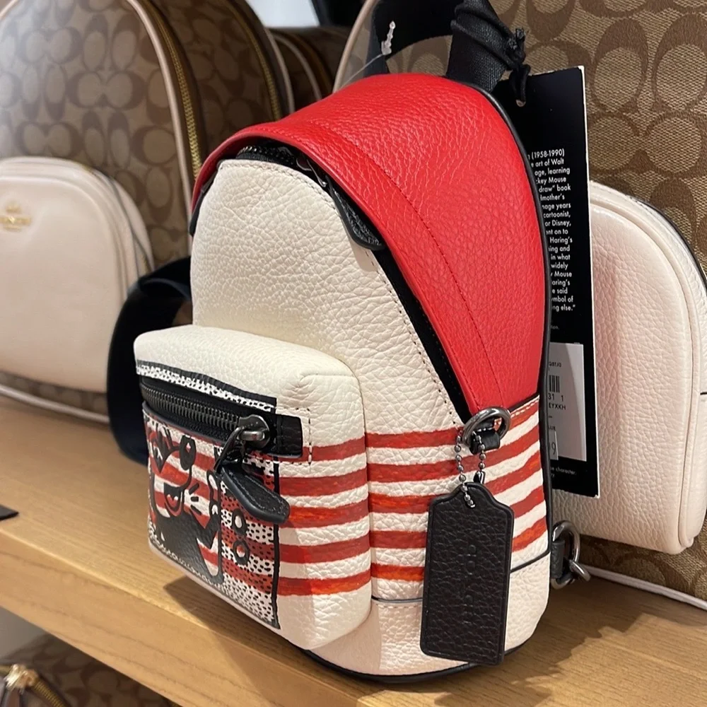 Coach Disney Mickey Mouse X Keith Haring Small West Backpack Crossbody - Picture 7 of 16